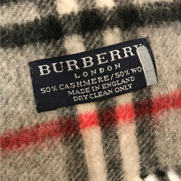 BURBERRY Cashmere Wool Scarf Gray Check MADE IN ENGLAND - Picture 3 of 7